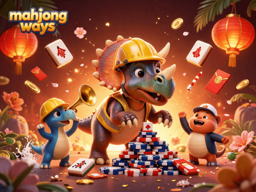 Experience the excitement of mahjong ways with a vibrant 3D cartoon scene filled with casino elements.