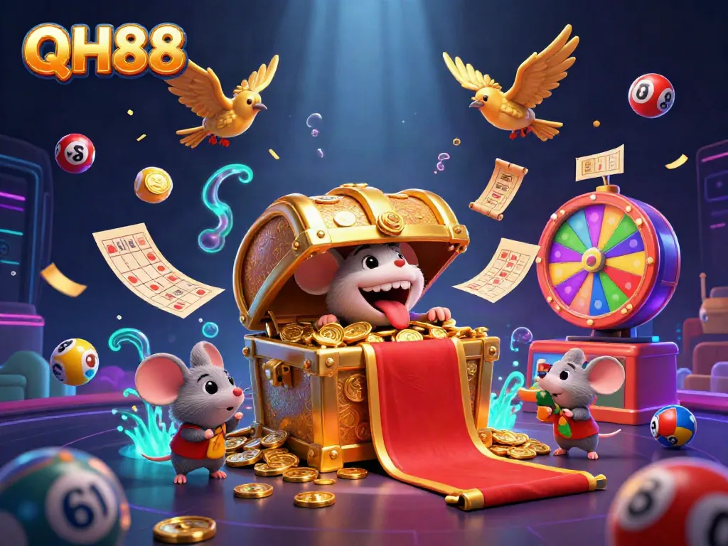 Experience thrilling gaming with QH88 as colorful excitement unfolds in an immersive 3D casino scene.