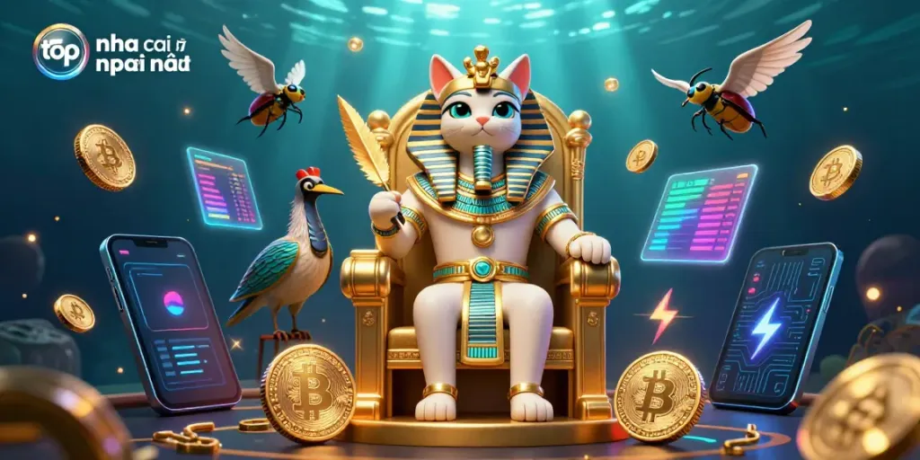 Experience the excitement with top nha cai uy tin mới nhất at a vibrant pharaoh-themed casino scene.