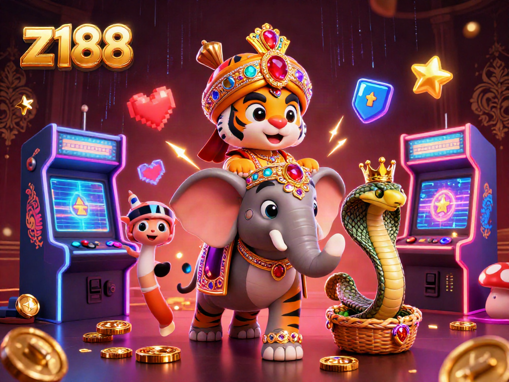 Engage in vibrant gameplay at z188, featuring a maharaja tiger and dazzling arcade elements.
