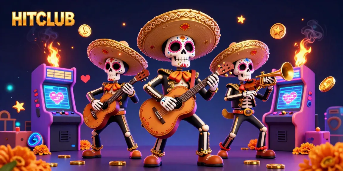 Experience vibrant gaming fun at HITCLUB with a festive mariachi band and colorful arcade machines.